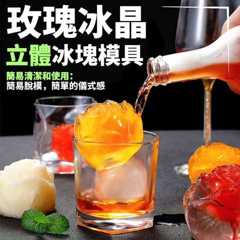 【獨愛款5入組】立體玫瑰冰晶模具 食品級矽膠 浪漫玫瑰造型快速脫模