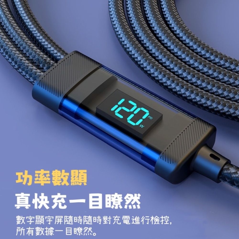  【液晶FAST】三合一液晶快充線 送3USB1PD充電頭