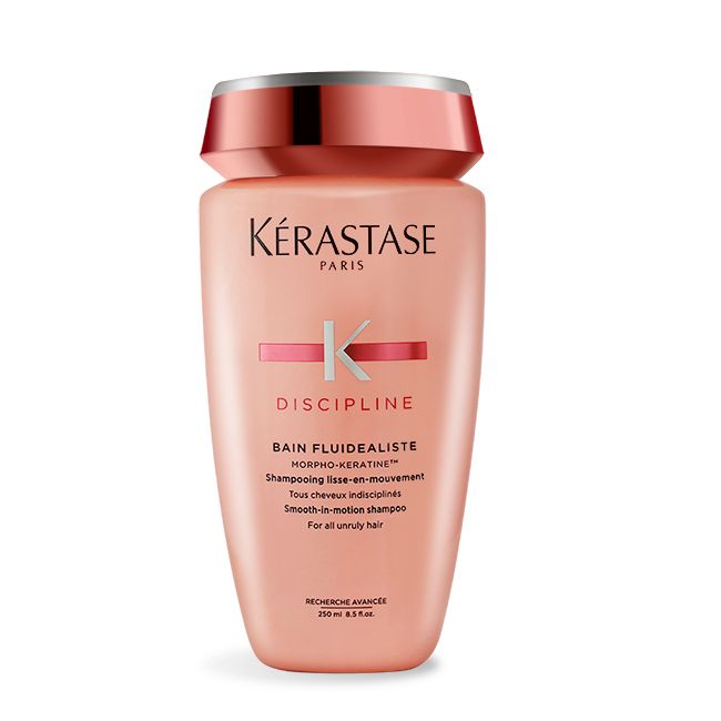 KÉRASTASEPARISDISCIPLINEBAIN FLUIDEALISTEMORPHOKERATINEShampoog lisseenmouvementTous cheveux indisciplinésSmooth-in-motion shampooFor all unruly hairRECHERCHE