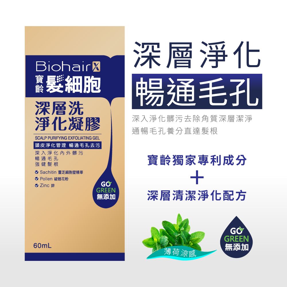 PBF 寶齡富錦 寶齡 髮細胞BiohairX 深層洗淨化凝膠60ml(2入)