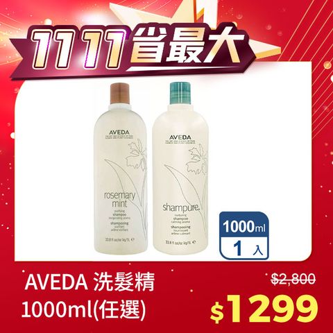 AVEDA 洗髮精 1000ml (迷迭薄荷/純香)兩款任選