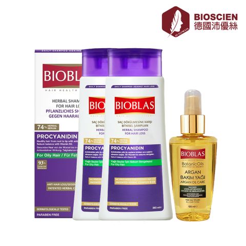 BIOSCIEN 沛優絲 內含葡萄籽萃取物原花青素維他命B3 B5,獨特配方具控油強健髮根深層清潔的卓越功效平衡頭皮油脂,去除多餘油脂,恢復毛髮蓬鬆自然光澤使扁塌脆弱毛躁易斷裂等髮質柔順光澤,呈現豐盈秀髮溫和保護秀髮,深層清潔歐盟GMP認證