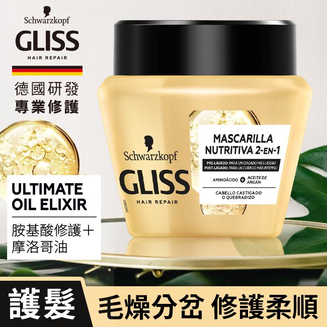 SCHWARZKOPF 施華蔻 GLISS極致修護髮膜300ml (超值2入組)