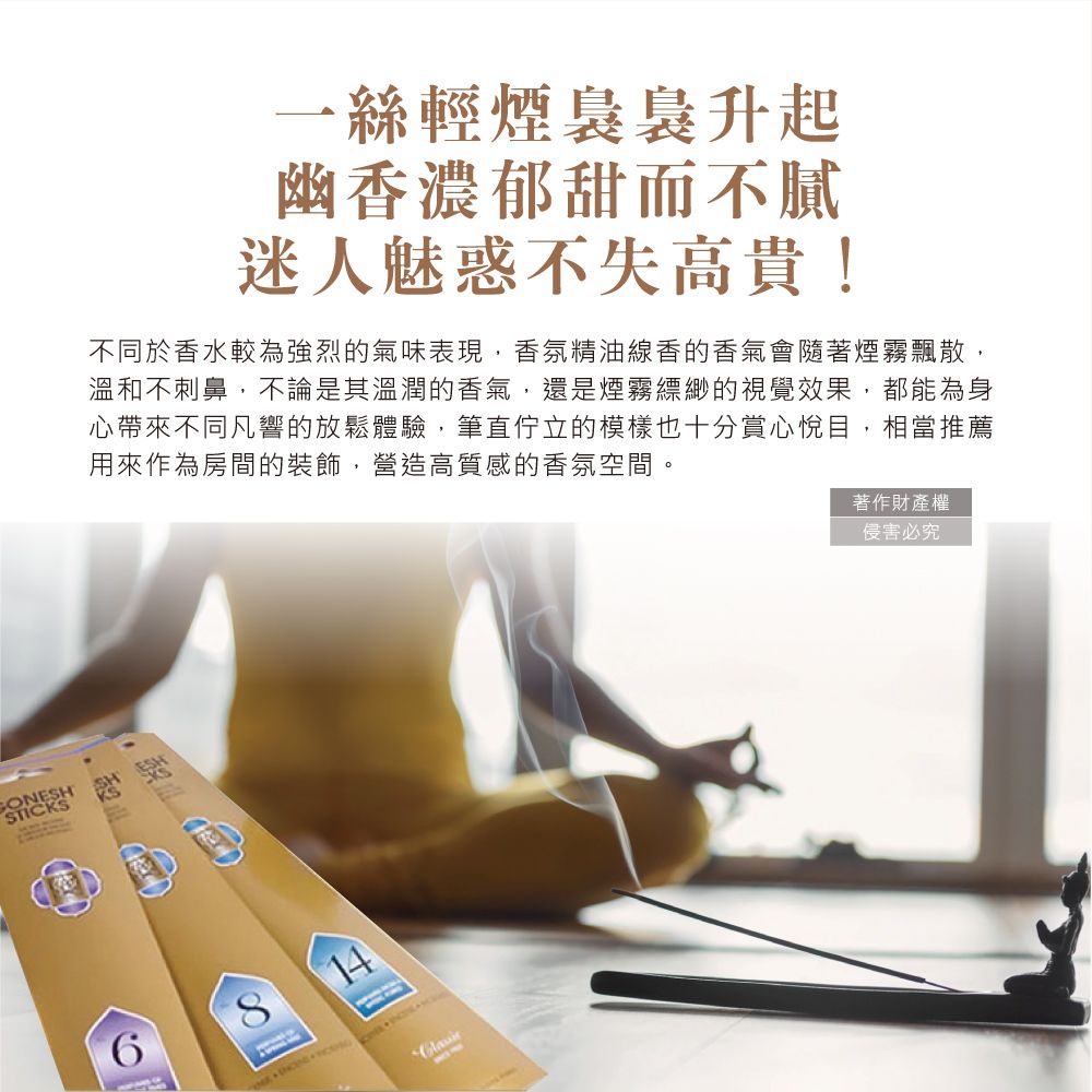 Gonesh 美國室內擴香氛除臭淨化空氣精油線香100支/盒(No.8春之薄霧/No.4藤蔓果園/白麝香_3款可選)