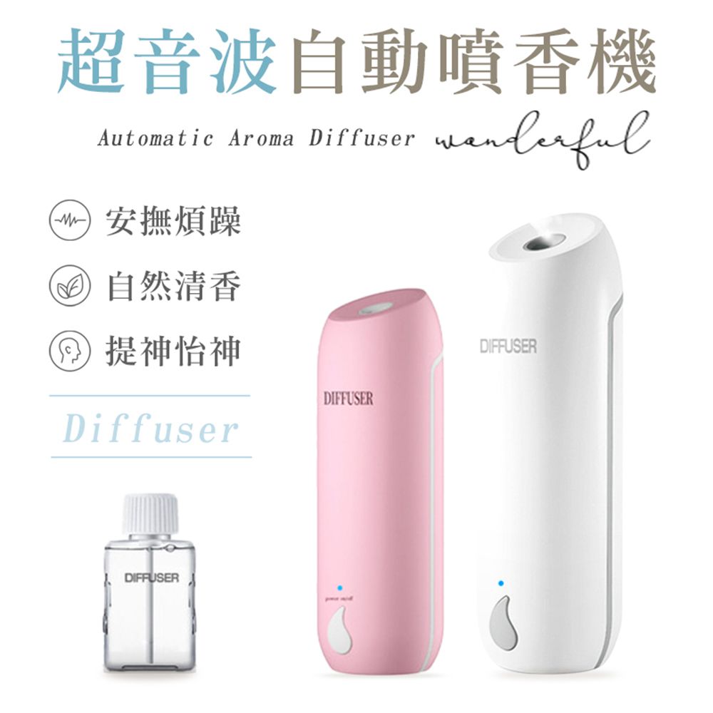  【DIFFUSER】可調節超音波自動噴香機(贈香薰精油1瓶)(無痕壁掛)