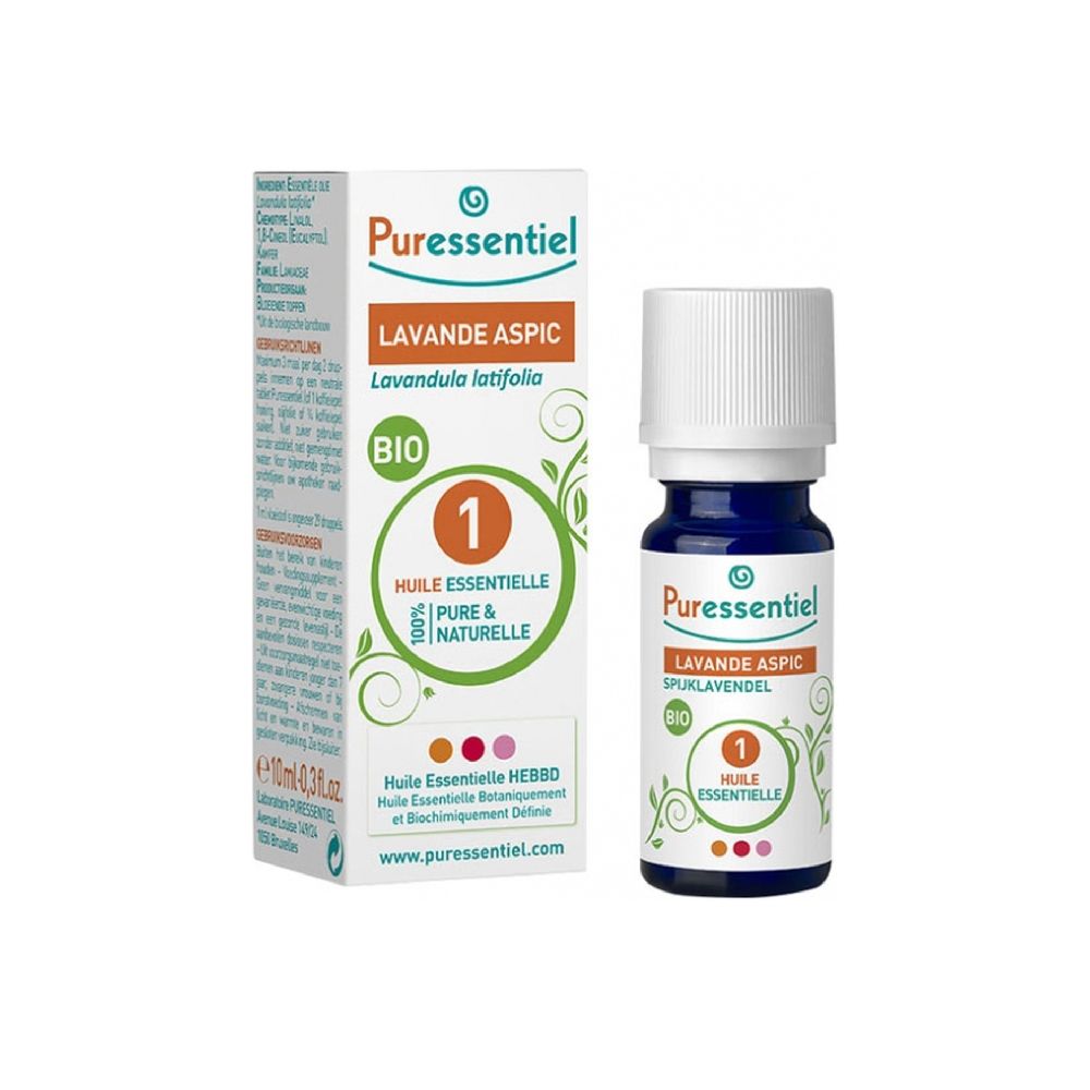 Puresstiel                 en  LAVANDE ASPICLavandula latifolia    BIO    HUILE ESSENTIELLEPURE &NATURELLEHuile Essentielle HEBBDHuile Essentielle Botaniquementet Biochimiquement Définiewww.puressentiel.comPuressentielLAVANDE ASPICSPIJKLAVENDELBIOHUILEESSENTIELLE