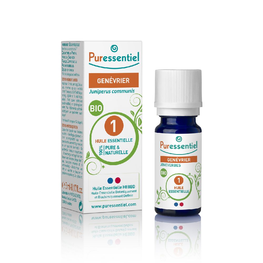 Pussnl        reGENÉVRIERJunipus communis ie       t        e       BIO1HUILE ESSENTIELLEPURE &NATURELLEHuile Essentielle HEBBDHuile Essentielle Botaniquementet Biochimiquement www.puressentiel.comer    HEBBDPuressentielGENÉVRIERJENEVERBESBIOHUILEESSENTIELLE