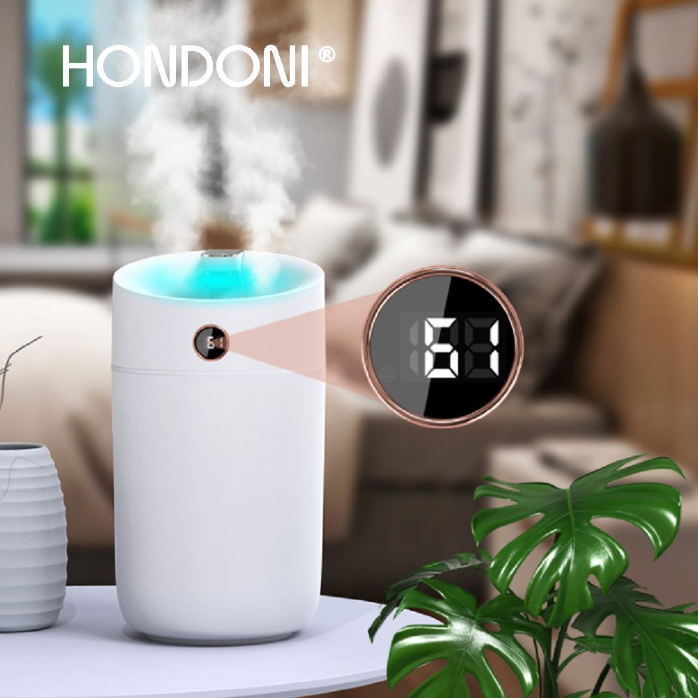HONDONI  X12大霧量3L雙噴智能顯示霧化水氧機 空氣加濕器 薰香機 (冰川白)