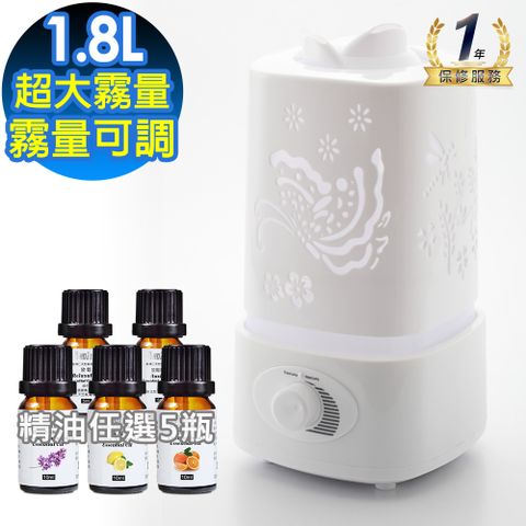 【Warm】雙噴頭香氛負離子超音波水氧機(W-180白)