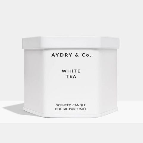 美國 AYDRY &amp; Co. 白茶 WHITE TEA 簡約白色六角錫罐 7.5oz / 212g 香氛蠟燭
