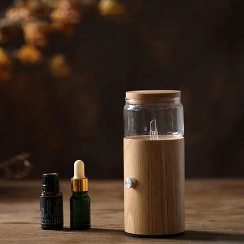 【品菲特PINFIS】玻璃實木精油擴香儀 香氛機-直筒型(贈有機薰衣草精油10ml)