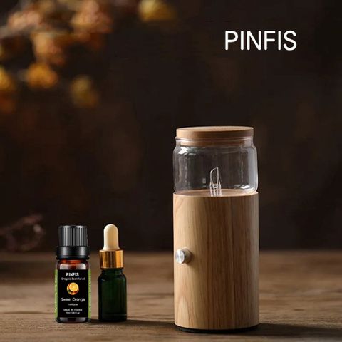 【品菲特PINFIS】玻璃實木精油擴香儀 香氛機-直筒型(贈有機薰衣草精油10ml)