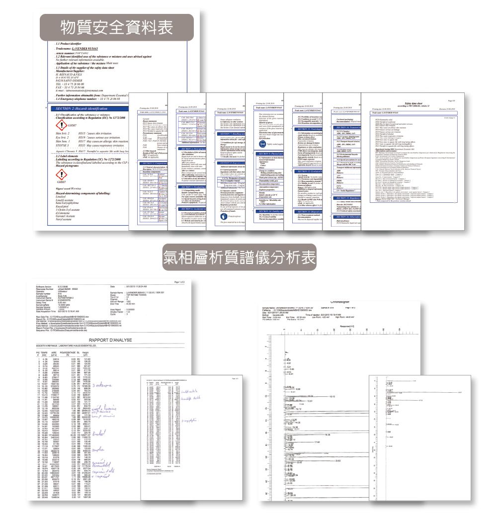 物質安全資料表                    the                TION       EC                    ) No   RAPPORT DANALYSE       氣相層析質譜儀分析表S