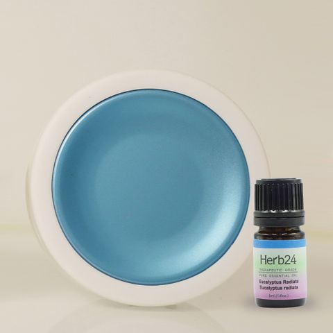 【草本24。Herb24】精油擴香組－藍色（恆溫擴香器＋澳洲尤加利精油５ml）