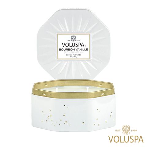 美國 VOLUSPA 日式庭園系列 BOURBON VANILLE 波本香草 3芯八角形錫 340g 香氛蠟燭