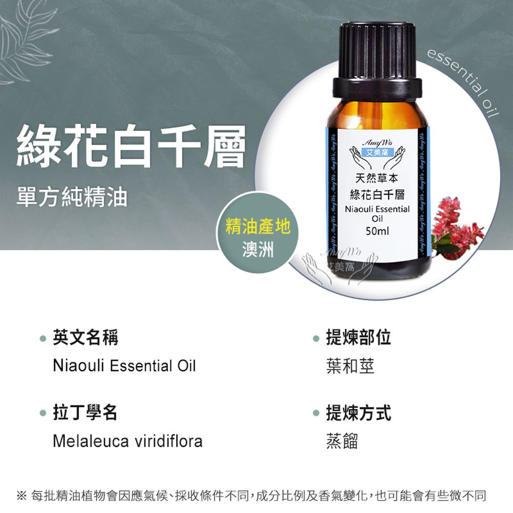 Amywo 艾美窩 純綠花白千層精油 50ml