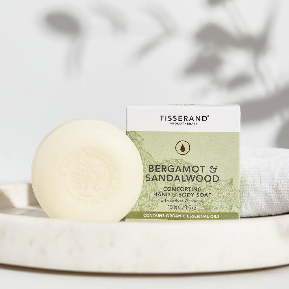 TISSERAND 滴莎藍德  佛手柑與檀香木精油沐浴皂 Bergamot & Sandalwood Comforting Hand&Body Soap 100g