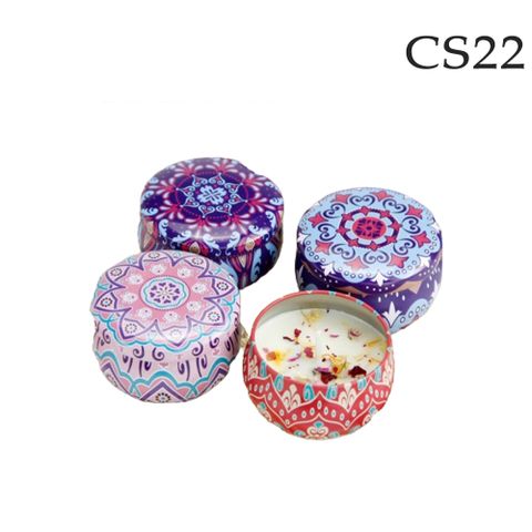 【CS22】造型鐵盒豆蠟乾燥花香氛蠟燭禮盒(4個/入) 4x90g
