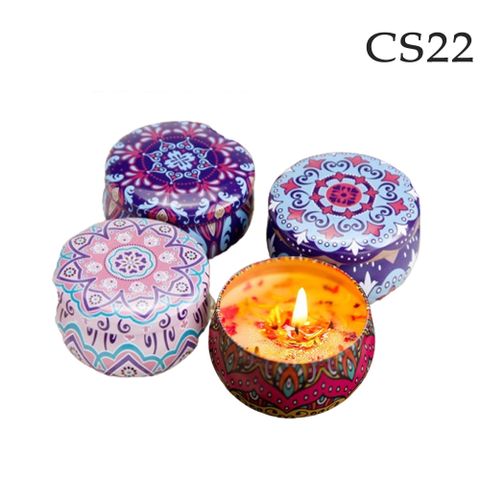 【CS22】造型鐵盒豆蠟乾燥花香氛蠟燭禮盒(4個/入) 4x90g