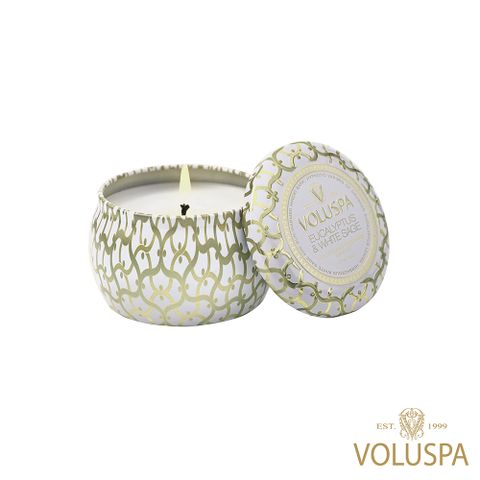 美國Voluspa 桉樹白鼠尾草 迷你錫蠟燭 EUCALYPTUS & WHITE SAGE MINI TIN 4oz