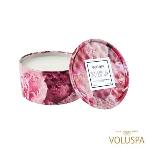 Voluspa 美國 玫瑰冰淇淋 2芯錫蠟燭 ROSE PETAL ICE CREAM 2 WICK TIN 6oz/170g