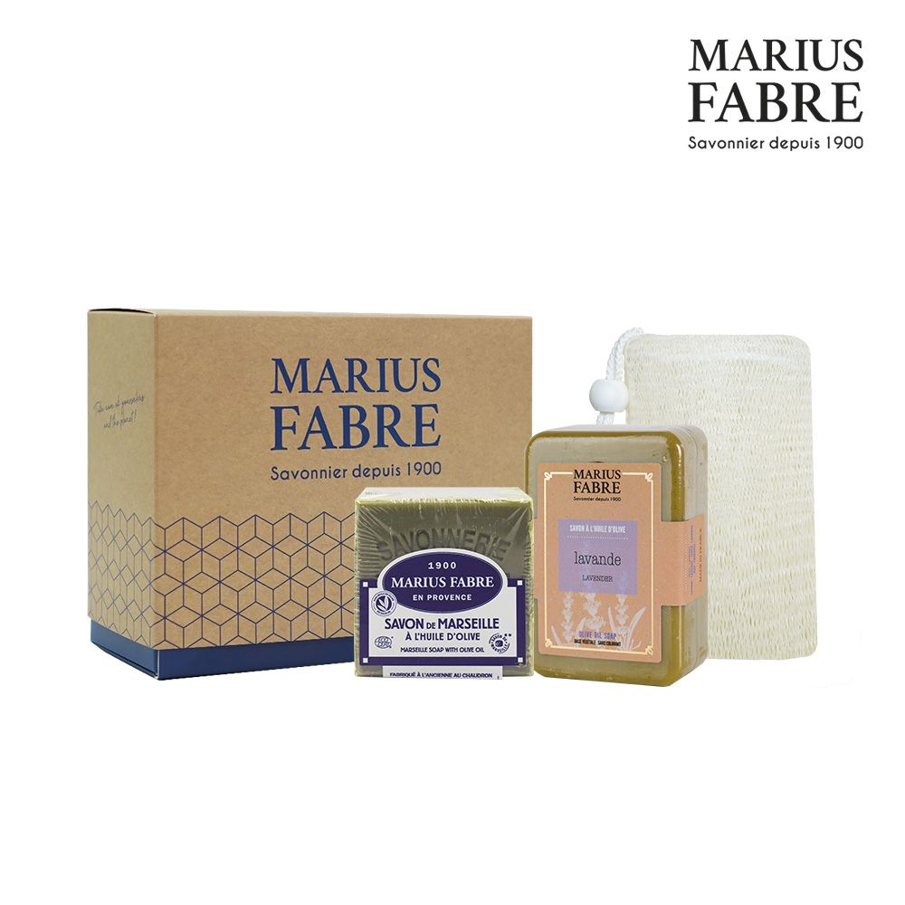 MARIUS FABRE 法鉑  清新柔嫩禮盒(薰衣草草本皂150g+橄欖皂200g)-內附提袋