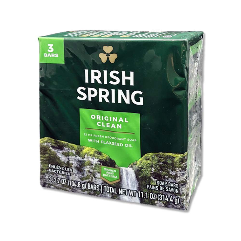  (3顆超值組)美國Irish Spring愛爾蘭之春-約12小時淨味清新潤澤沐浴體香皂-原香深綠標104.8g/顆