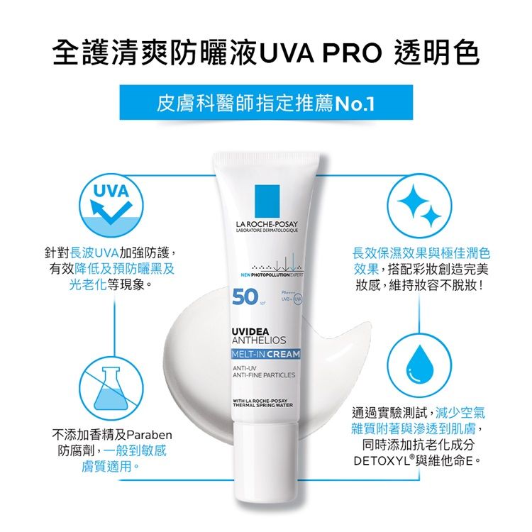 LA ROCHE-POSAY 理膚寶水  全護清爽防曬液 UVA PRO 透明色 SPF50 PA++++ 30ml 【2入組】