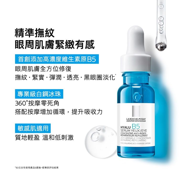 LA ROCHE-POSAY 理膚寶水  B5彈潤修復多效撫紋眼部精華 15ml