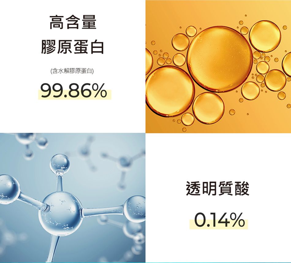 高含量膠原蛋白(含水解膠原蛋白)99.86%透明質酸0.14%