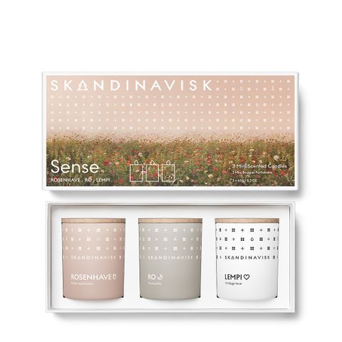 丹麥居家香氛 自然成分Skandinavisk SENSE感官 香氛蠟燭三入禮盒(65g x 3)