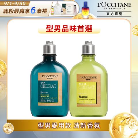 L'OCCITANE 歐舒丹 【LOCCITANE】男士沐浴雙效組(冒險男士雙效沐浴膠250ML+都會男士雙效沐浴膠250ML)陽剛迷人香氣