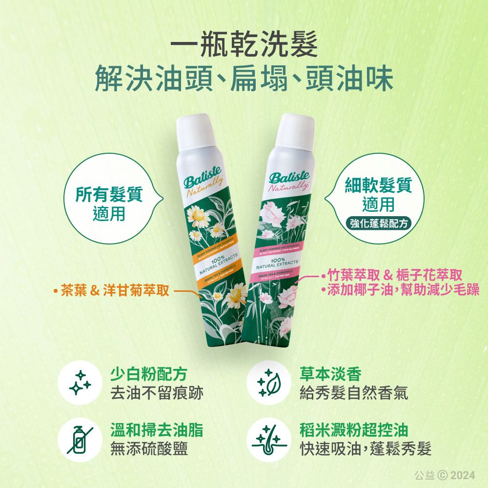 Batiste 【芭緹絲 官方直營】乾洗髮 植萃系列200ml (任選)