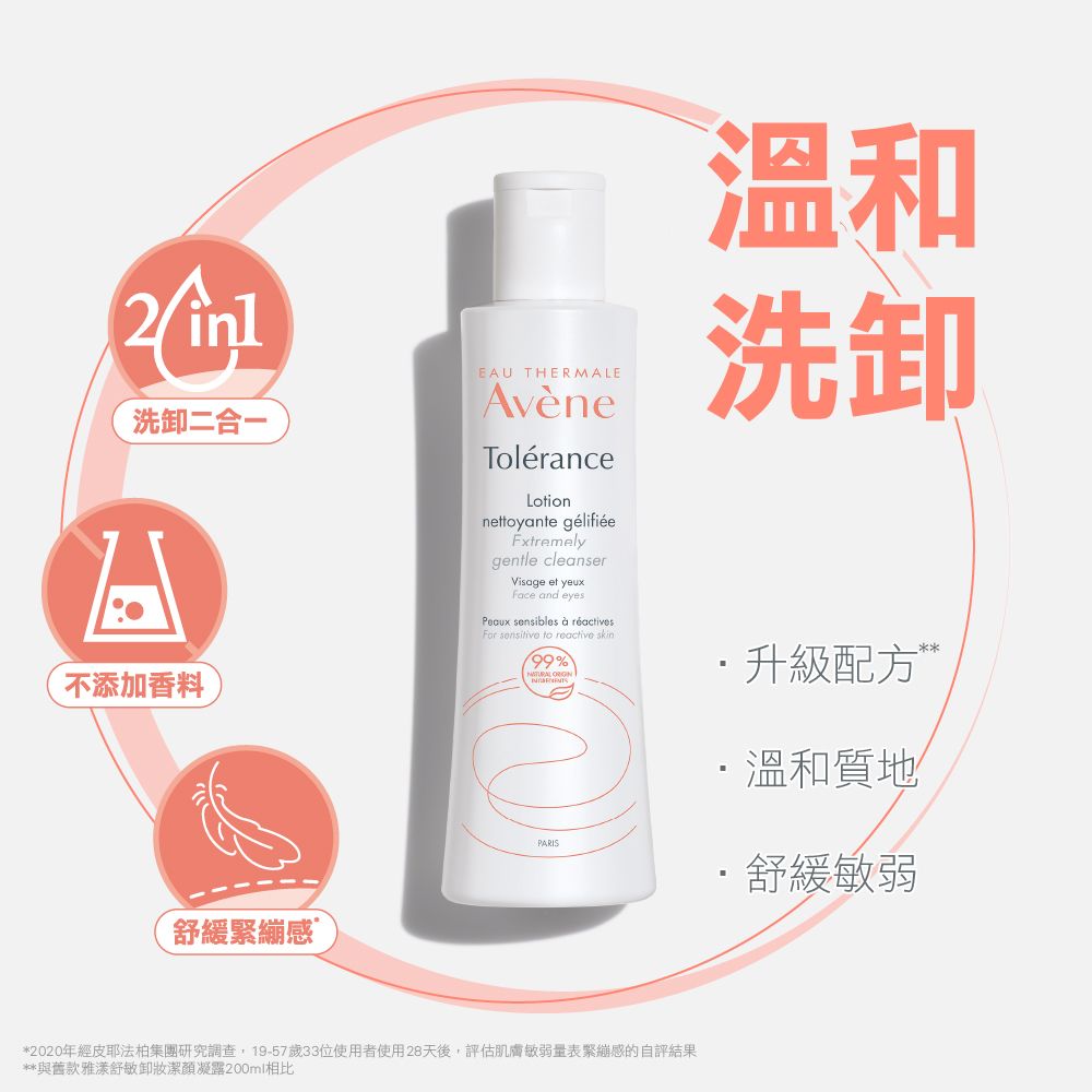 Avene 雅漾 官方直營舒敏洗卸潔顏凝露200ml(2入組)