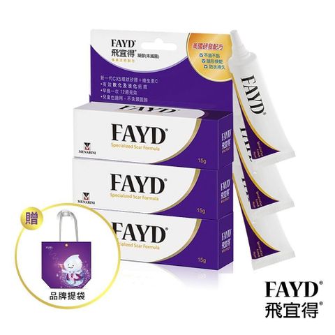 飛宜得 【南紡購物中心】 FAYD凝膠15gx3(兒童也適用) 贈品牌提袋(紫)