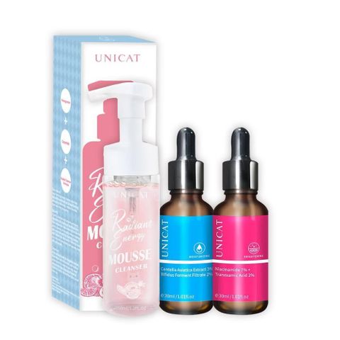 UNICAT 變臉貓 【南紡購物中心】 超保濕告別暗沉原液2入組+全效舒緩卸洗泡泡慕斯150ml