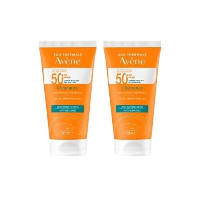 Avene 雅漾 超能控油清爽防曬液SPF50+50ml 2入組(送保濕精萃10ml*1+防曬液5ml*3+包包)