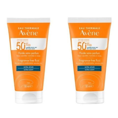 Avene 雅漾 超能輕感防曬液(無香)SPF50+ 50ml 二入組