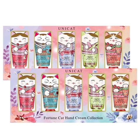 UNICAT 變臉貓 送禮首選 花花世界經典香氛 招財貓護手霜禮盒(40ML/ 5入)2盒 買一送一 情人節禮物