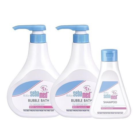 Sebamed 施巴 【南紡購物中心】 5.5嬰兒泡泡露組合(泡泡露500ml*2+洗髮150ml)