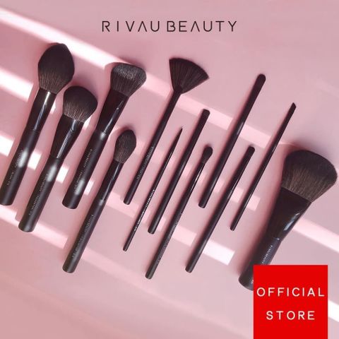 RIVAU BEAUTY 【南紡購物中心】  / 高級纖維混羊毛黑色刷具14隻組 | 化妝刷具 刷具組&nbsp;眼影刷 粉底刷 蜜粉刷 腮紅刷 修容刷&nbsp;