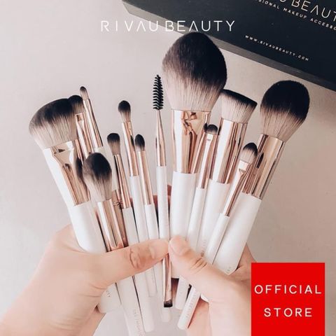 RIVAU BEAUTY 【南紡購物中心】  / 極簡柔軟纖維毛白色刷具13隻組 | 化妝刷具 刷具組 眼影刷 粉底刷 蜜粉刷 腮紅刷 修容刷 