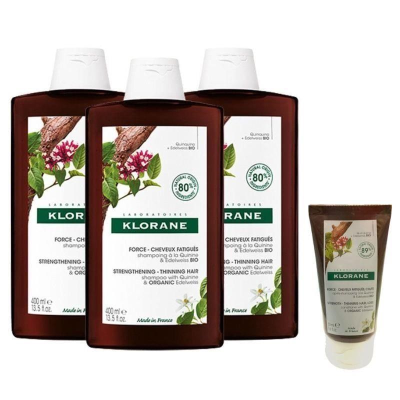 KLORANE 蔻蘿蘭 養髮強韌洗髮精400ml三入組 贈 養髮強韌護髮素50ml (即日起~5/12)