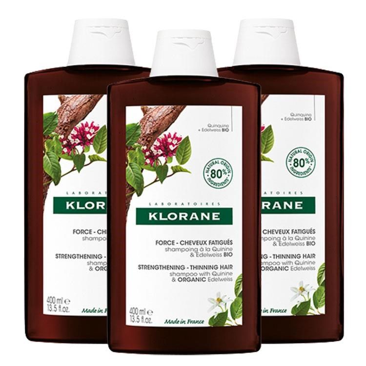 KLORANE 蔻蘿蘭 養髮強韌洗髮精400ml三入組 贈 養髮強韌護髮素50ml (即日起~5/12)