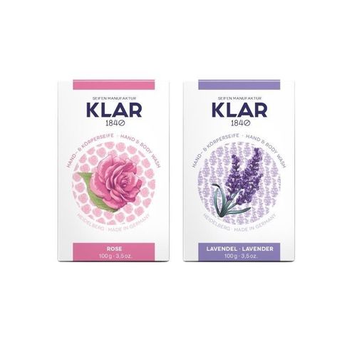 德國 KLAR Seifen 滿馥花香 (玫瑰+薰衣草) 潔膚皂2入組