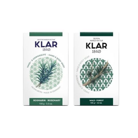 德國 KLAR Seifen 草本之境 (迷迭香+活力森林) 潔膚皂2入組