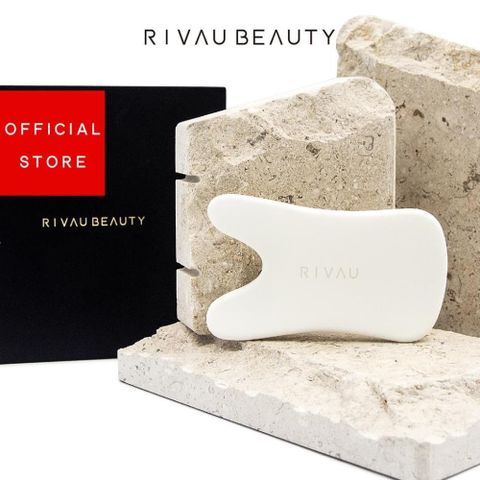【南紡購物中心】RIVAU BEAUTY / 臉頸活膚陶瓷刮痧板｜附贈絨布袋 陶瓷按摩板