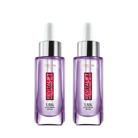 (2入組)【LOREAL Paris 巴黎萊雅】玻尿酸瞬效保濕水光精華 30ml