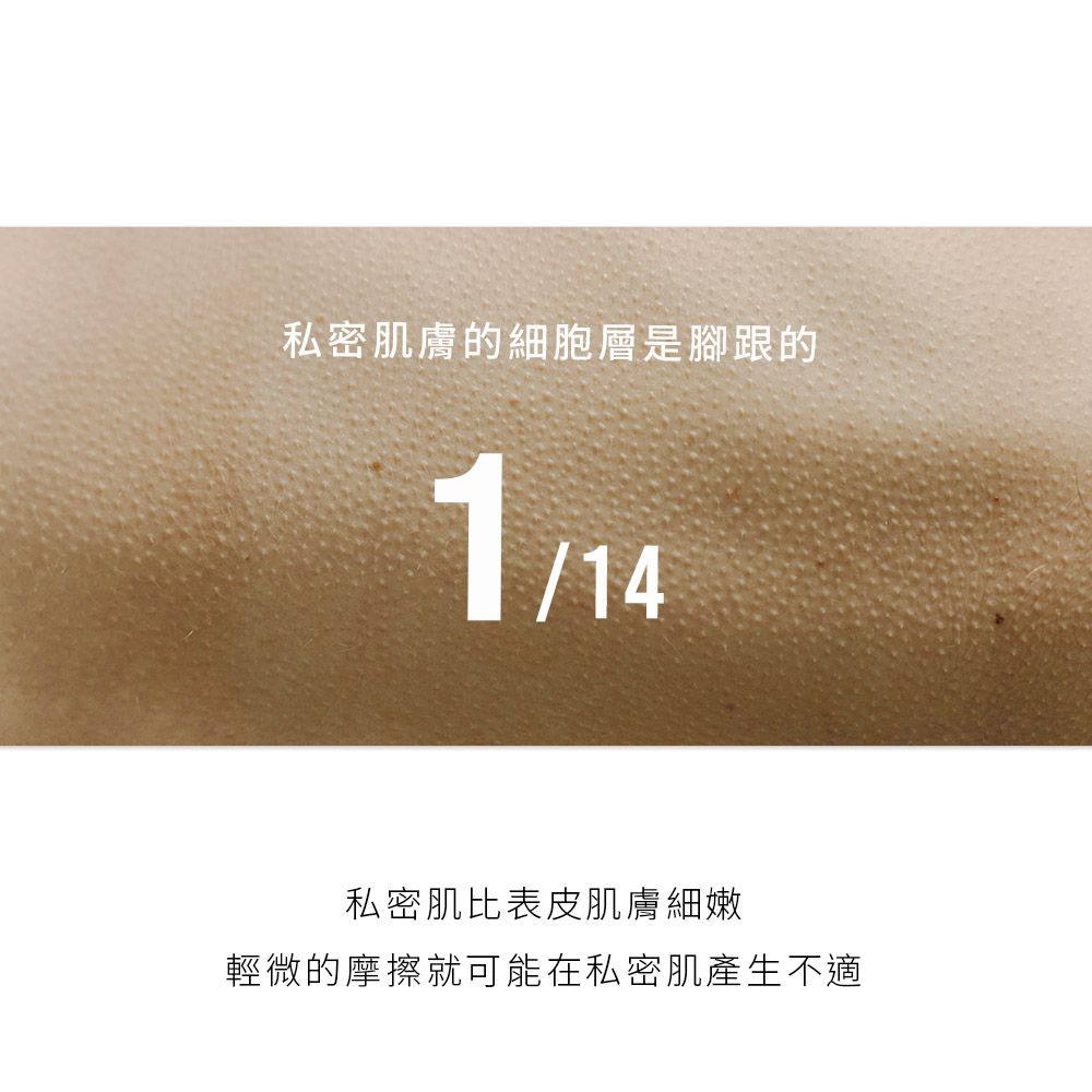 私密肌膚的細胞層是腳跟的1/14私密肌比表皮肌膚細嫩輕微的摩擦就可能在私密肌產生不適
