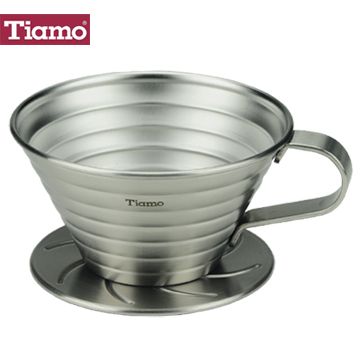 Tiamo K02不銹鋼咖啡濾杯組附滴水盤量匙2-4人份(HG5050)